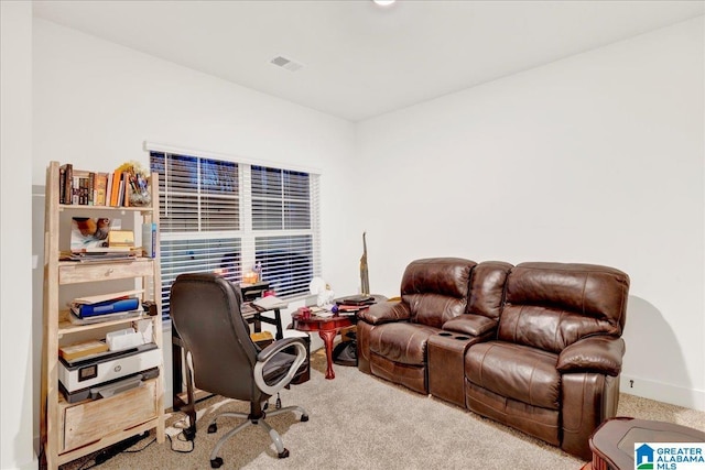 office space featuring light colored carpet