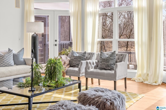 interior space featuring hardwood / wood-style floors and french doors