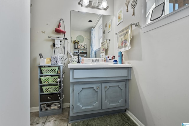 bathroom featuring vanity and tile patterned flooring