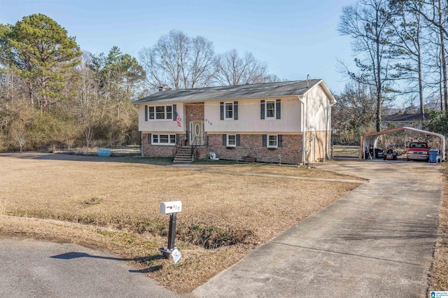 split foyer home with a carport