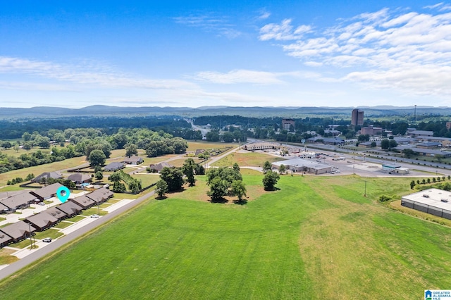 drone / aerial view with a mountain view