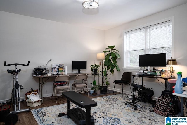 office space with hardwood / wood-style flooring