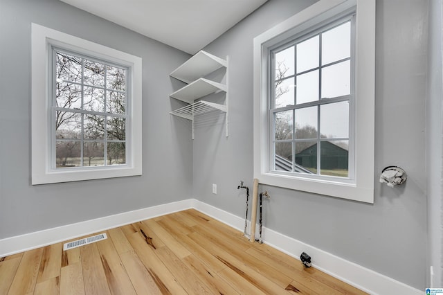 spacious closet with hardwood / wood-style flooring