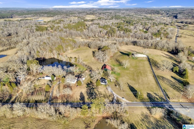 aerial view with a rural view and a water view