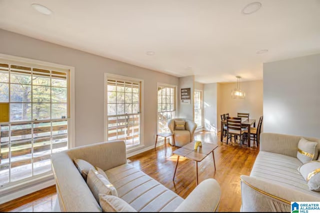 living room featuring light hardwood / wood-style floors