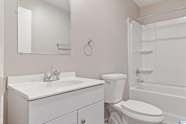 full bathroom featuring vanity, toilet, and shower / washtub combination