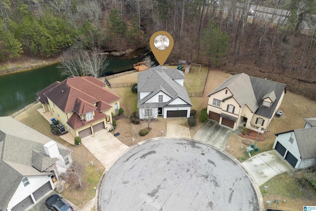 bird's eye view featuring a water view