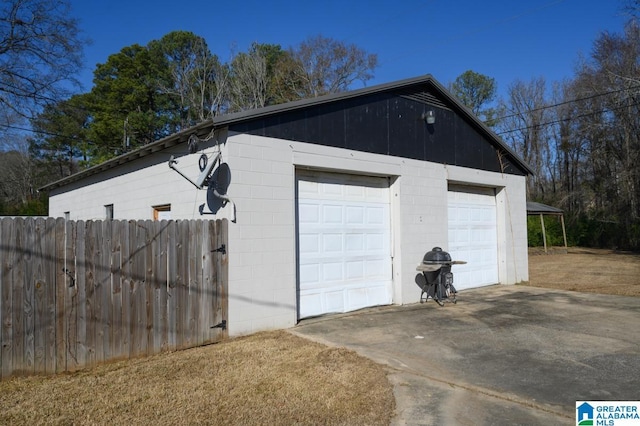 view of garage