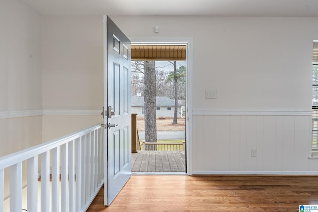 entryway with light wood-type flooring