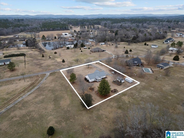 aerial view with a mountain view