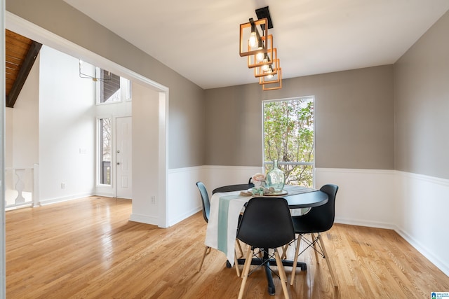 dining area with light wood-type flooring