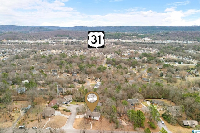 drone / aerial view with a mountain view