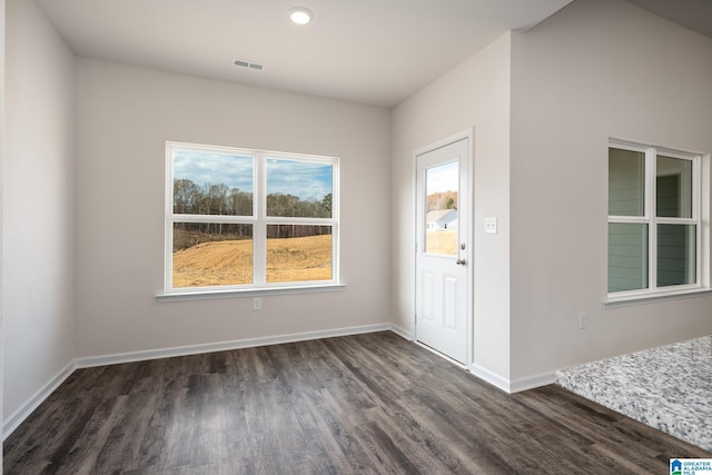 foyer entrance with dark hardwood / wood-style floors