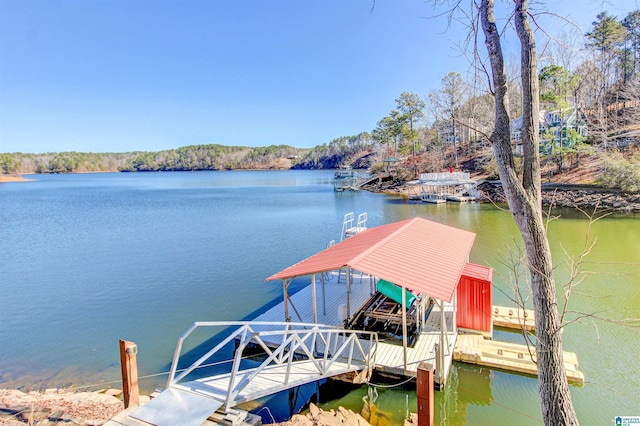 view of dock featuring a water view