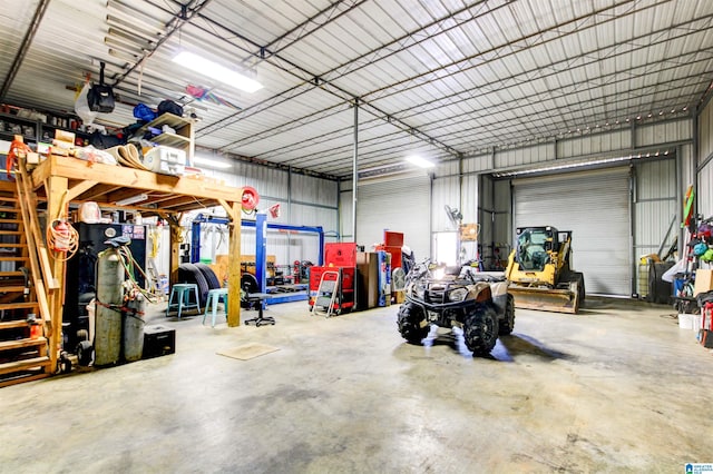 garage with a garage door opener