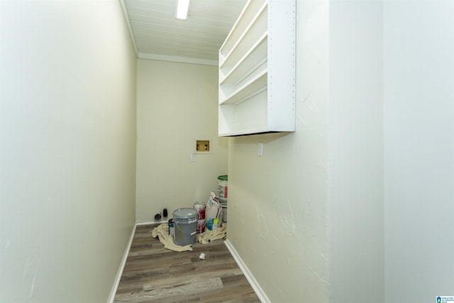 washroom featuring wood-type flooring and washer hookup