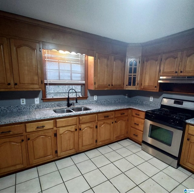 kitchen with sink and stainless steel gas range