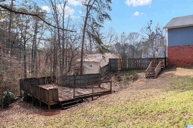 view of yard featuring a deck