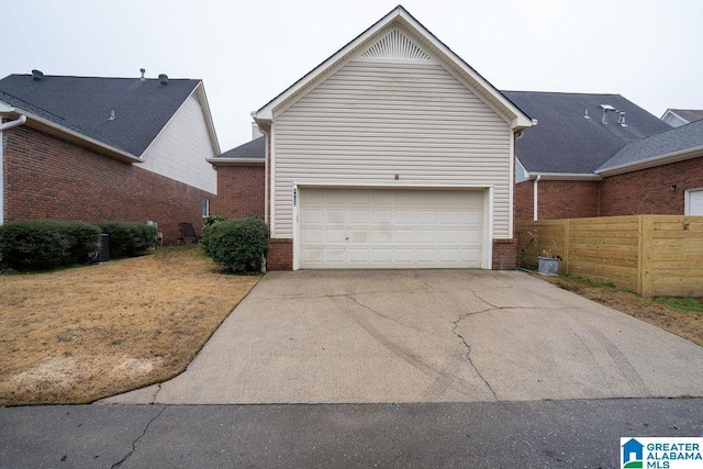 exterior space with a garage