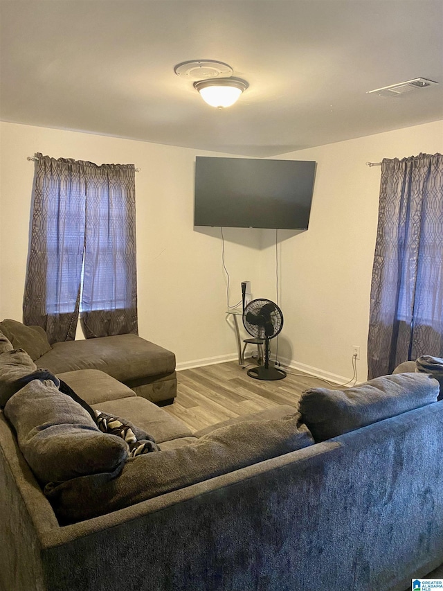 living room with wood-type flooring