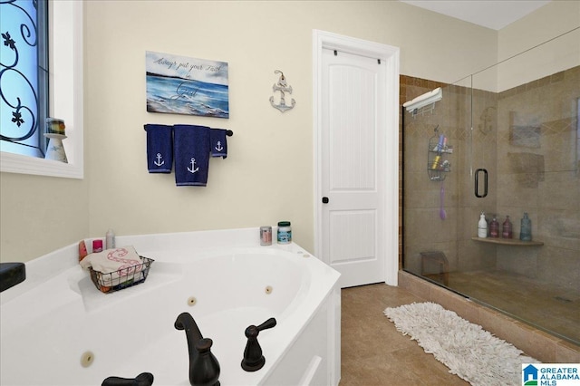 bathroom featuring plus walk in shower