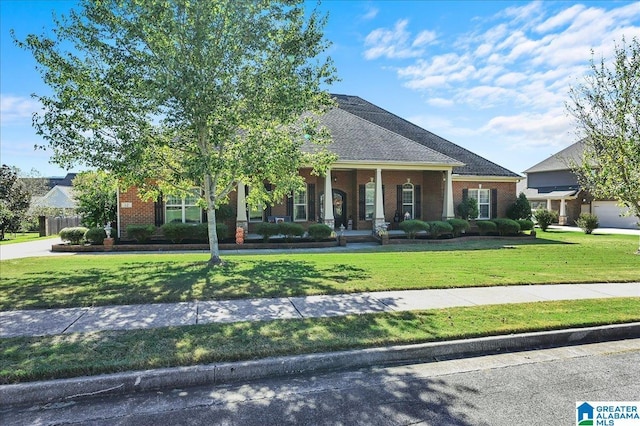 view of front of house featuring a front lawn and a porch