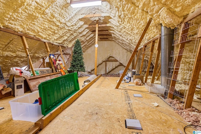 view of unfinished attic