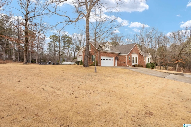 exterior space with a garage