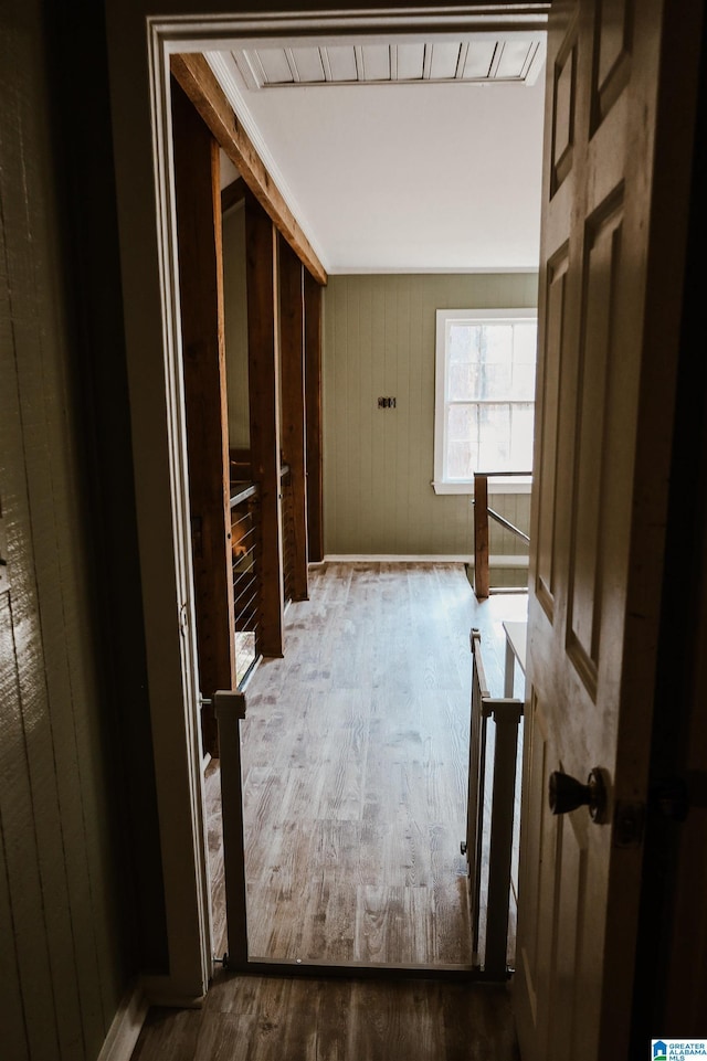 hallway featuring hardwood / wood-style flooring