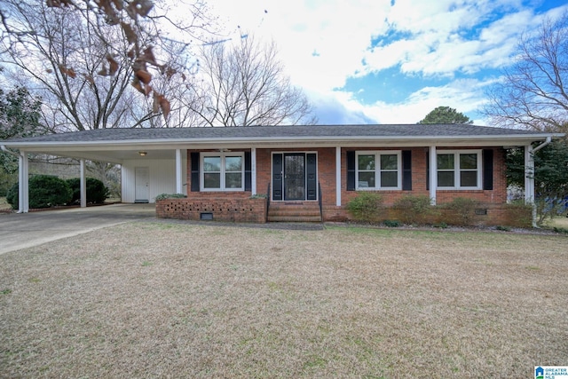 single story home featuring a carport