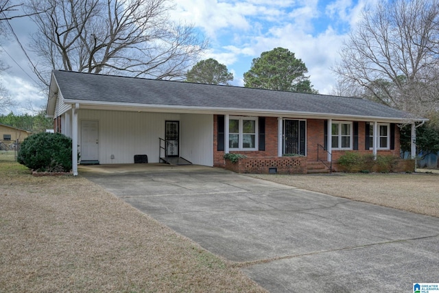 single story home with a carport