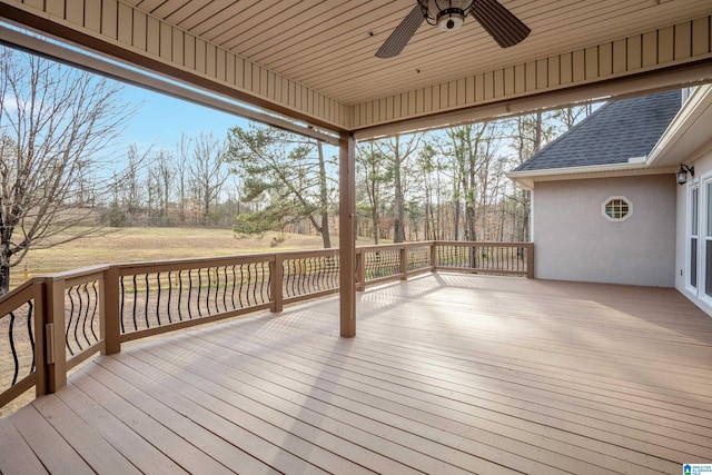 wooden terrace with ceiling fan