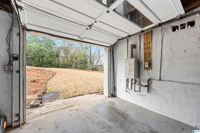 garage featuring water heater