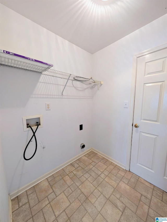 washroom featuring laundry area, hookup for a washing machine, baseboards, and hookup for an electric dryer