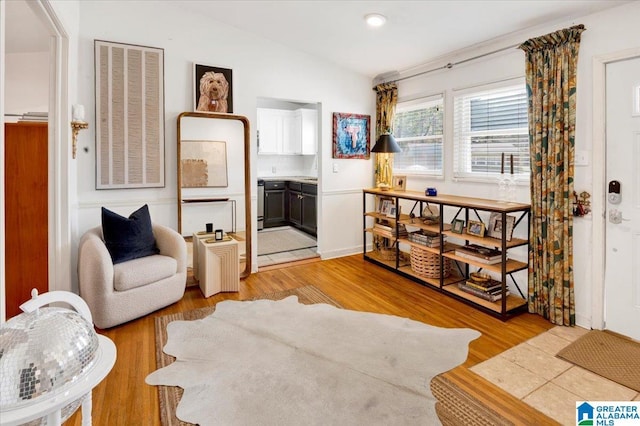 sitting room with light wood finished floors