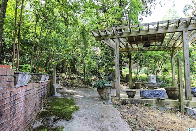 view of yard featuring a pergola