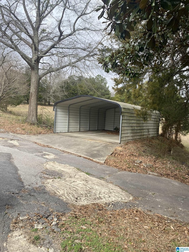 exterior space featuring a carport