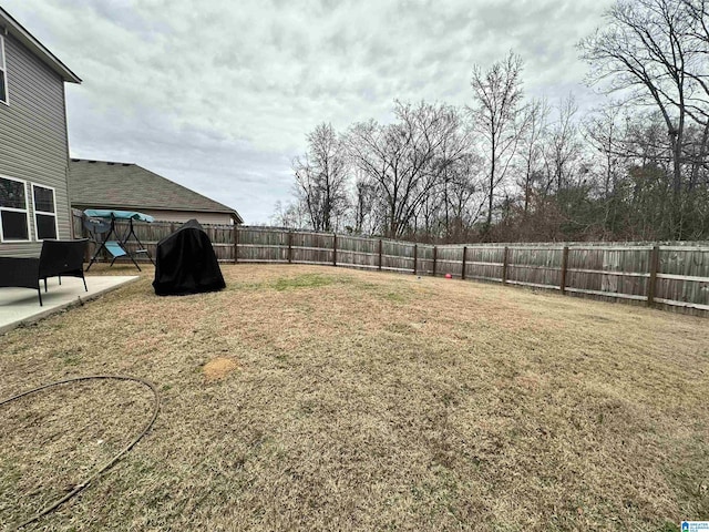 view of yard featuring a patio area and a playground