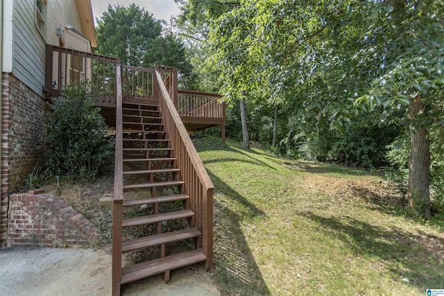 view of yard with a deck