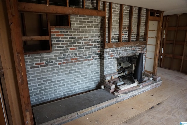 interior space with brick wall