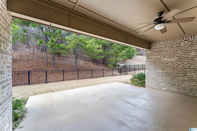 view of patio / terrace featuring ceiling fan