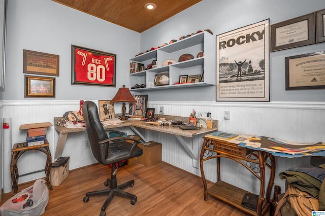 office space featuring light hardwood / wood-style floors