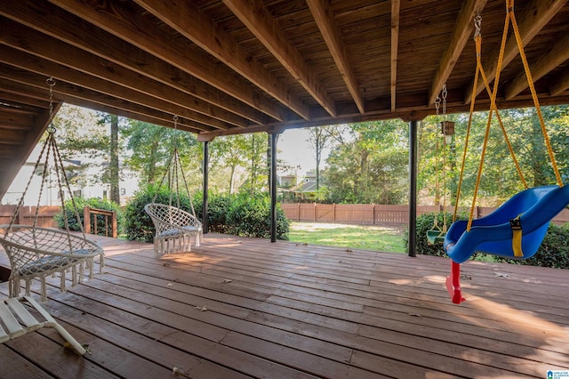 deck with a playground