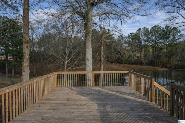 deck with a water view