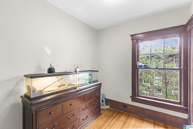 interior space with light hardwood / wood-style floors