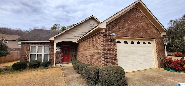 view of front of property featuring a garage