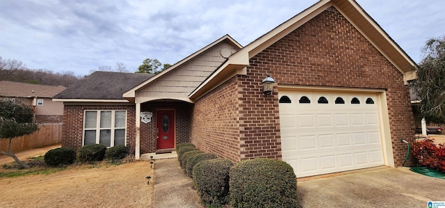 view of front of home with a garage