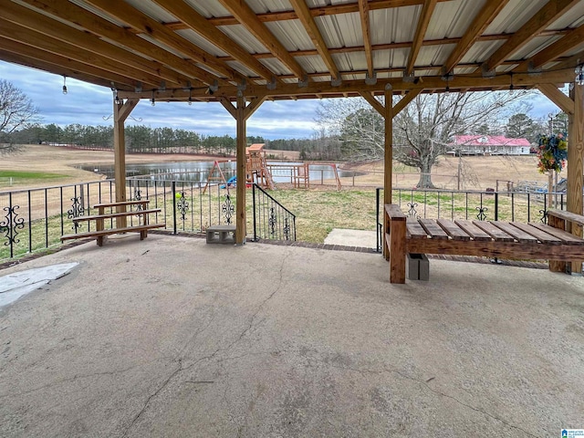 view of patio with a rural view