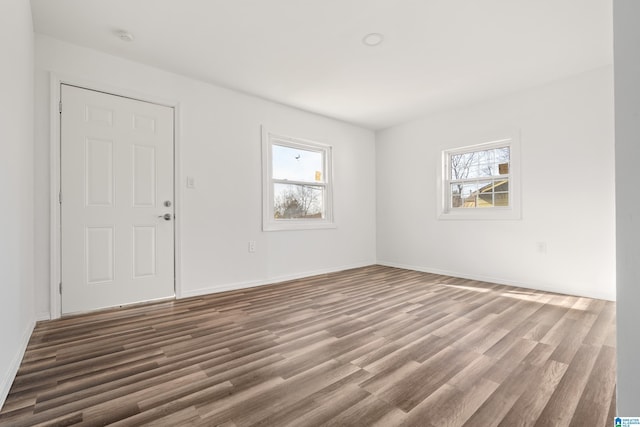 unfurnished room featuring hardwood / wood-style floors and a wealth of natural light