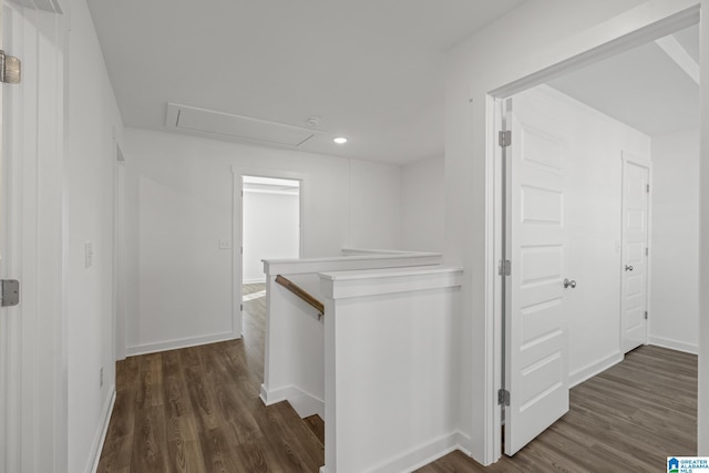 hallway featuring dark hardwood / wood-style flooring